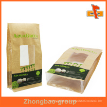 Portable window square bottom paper bag for food packing